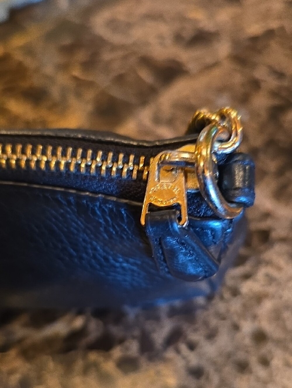 Coach Black Leather Mini Wristlet with Gold Chain - Picture 4 of 13